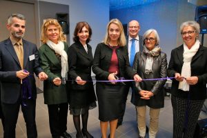 Philippe Lasterle (La Table du Belvédère), Dominique Faure (Toulouse Métropole), Sandrine Floureusses (Conseil Départemental), Nadia Pellefigue (Conseil Régional), Christian Vandewalle (Magpit), Annette Laigneau (Ville de Toulouse) et Frédérique Jézégabel (UIMM). ©Rémi Benoit