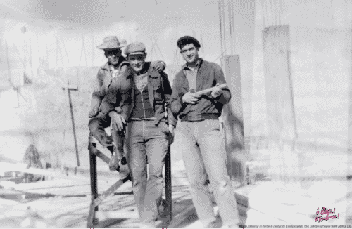 Abdallah Zidelmal sur un chantier de construction à Toulouse, années 1960.-