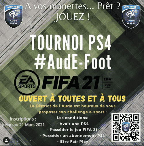 Le district de football de l’Aude organise un e-tournoi Fifa 21 ouvert à tous les habitants du département ©FFF DistrictDeL'Aude