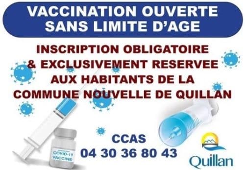 Publication facebook de la ville de Quillan sur l'ouverture de la vaccination pour tous. © : ISJT