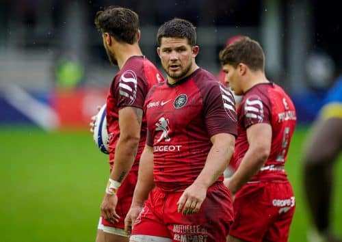 Le Stade toulousain pourra compter sur ses hommes forts comme Julien Marchand ou encore sa charnière Dupont-Ntamack (Crédit Photo : L'ailier Matthis Lebel avait le sourire en conférence de presse (Credit Photo : © Stade toulousain)