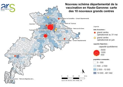 carte centres vaccination Haute-Garonne