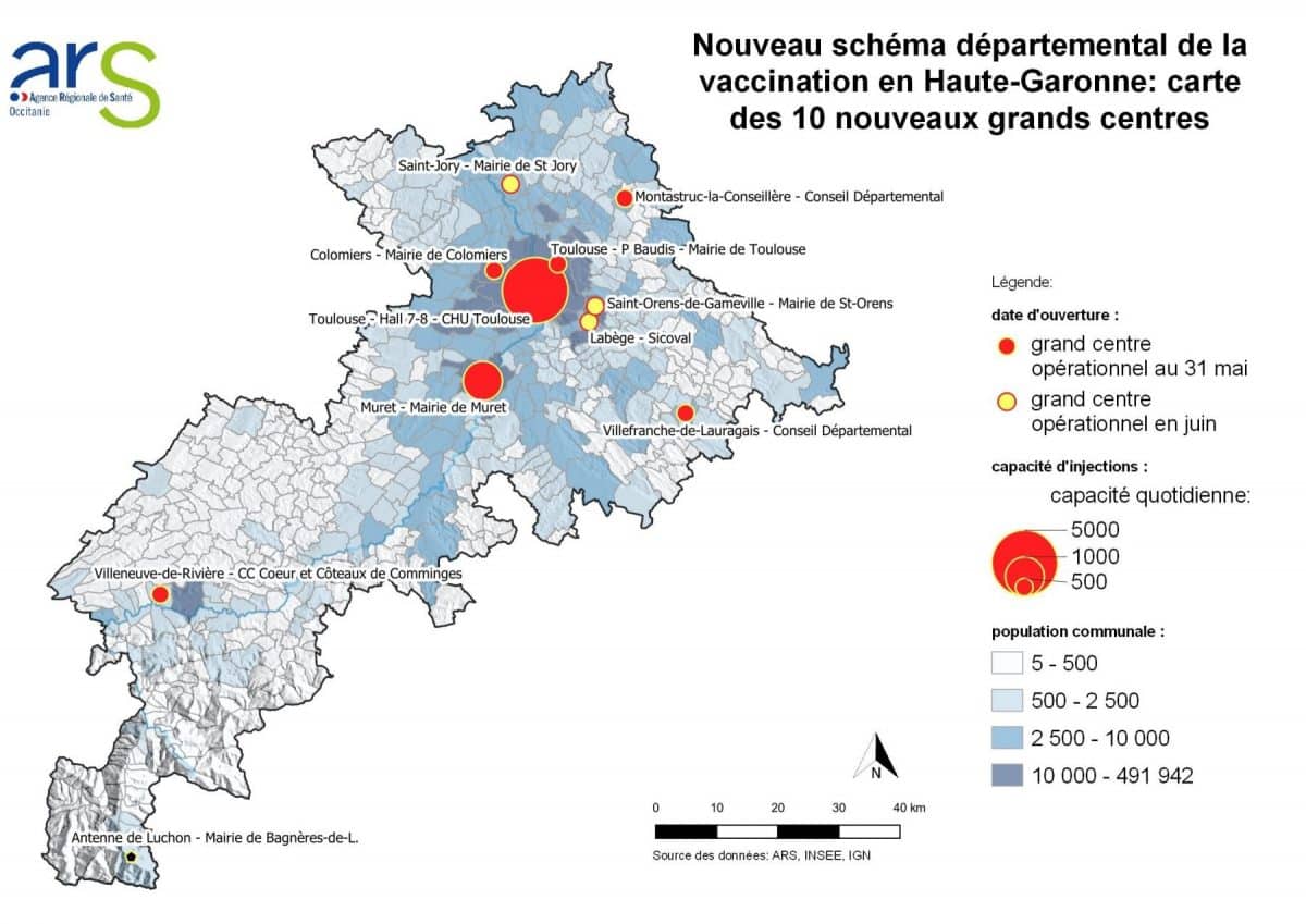 carte centres vaccination Haute-Garonne