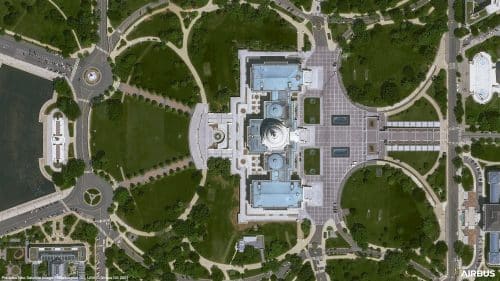 La Maison blanche américaine, à Washington, photographiée par le satellite Pléiades Neo 3 d'Airbus @Airbus