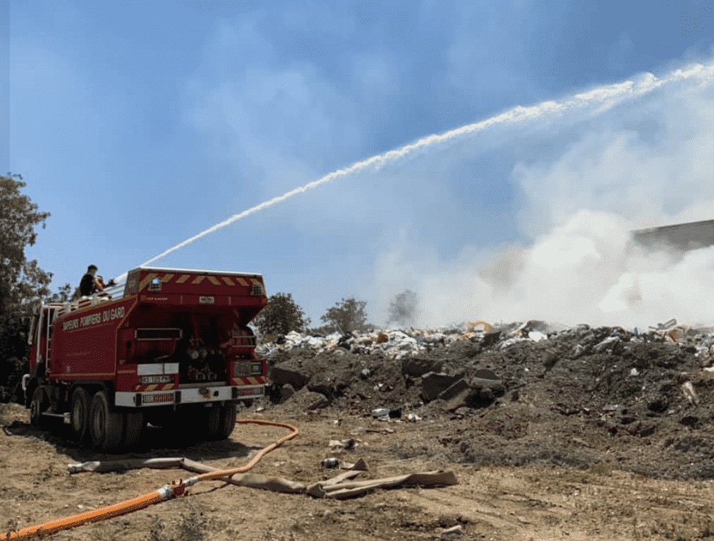 Incendie déchetterie Sdis pompiers Gard