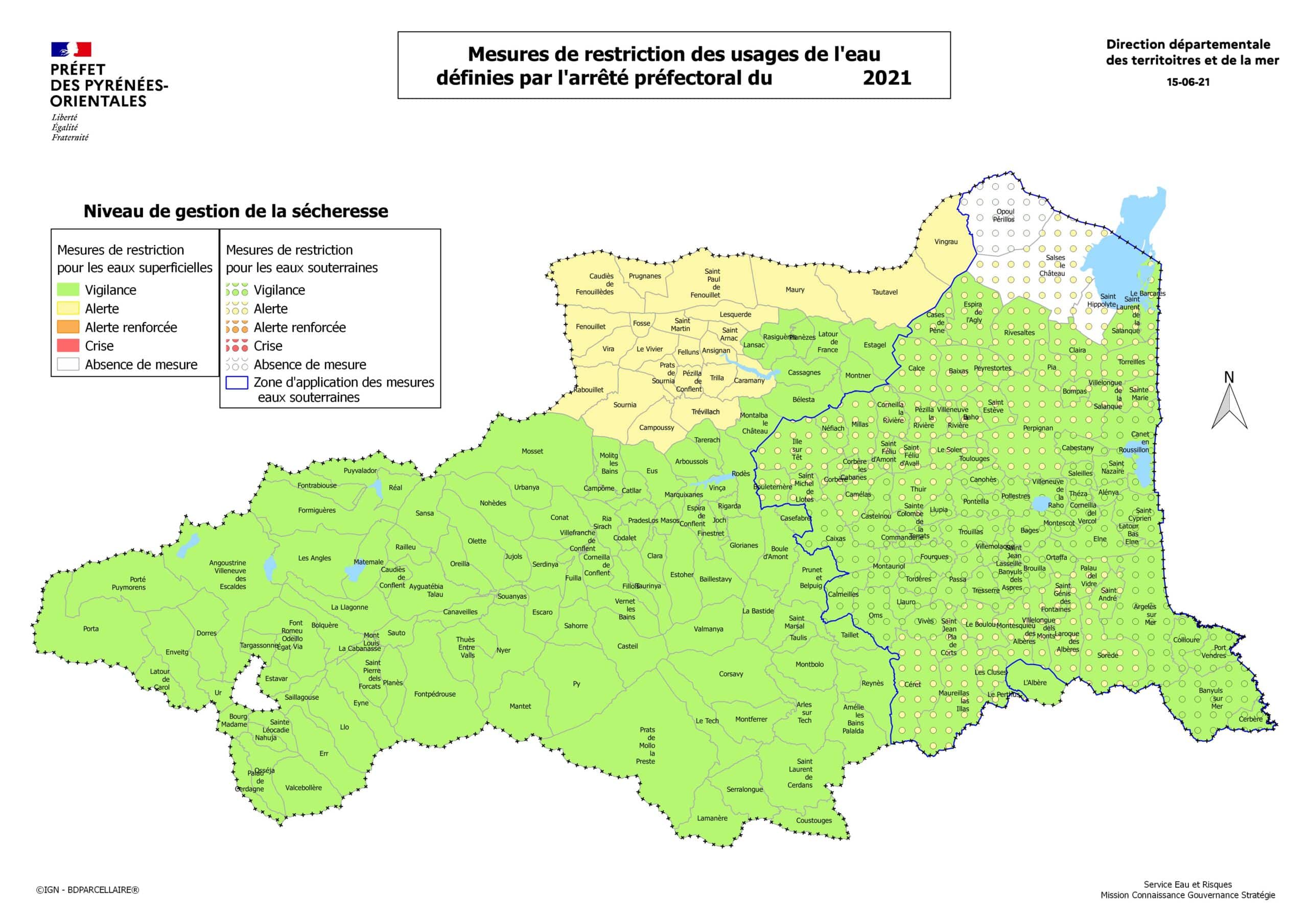 carte alerte eau Pyrénées orientales