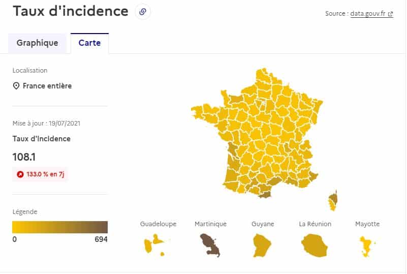 carte tx incidence covid france delat Occitanie