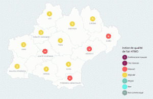 La qualité de l’air est mauvaise à Toulouse et dégradée ou mauvais dans le reste de l'Occitanie ce mercredi 11 août. La faute au beau temps qui s’est installée sur la région. / Atmos