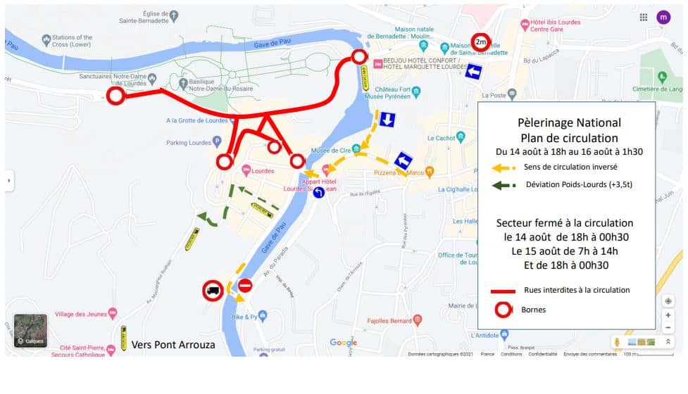 plan circulation lourdes pèlerinage