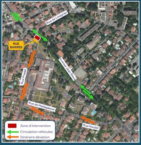 Les itinéraires de déviation mis en place durant les travaux dans le quartier François Verdier à Toulouse