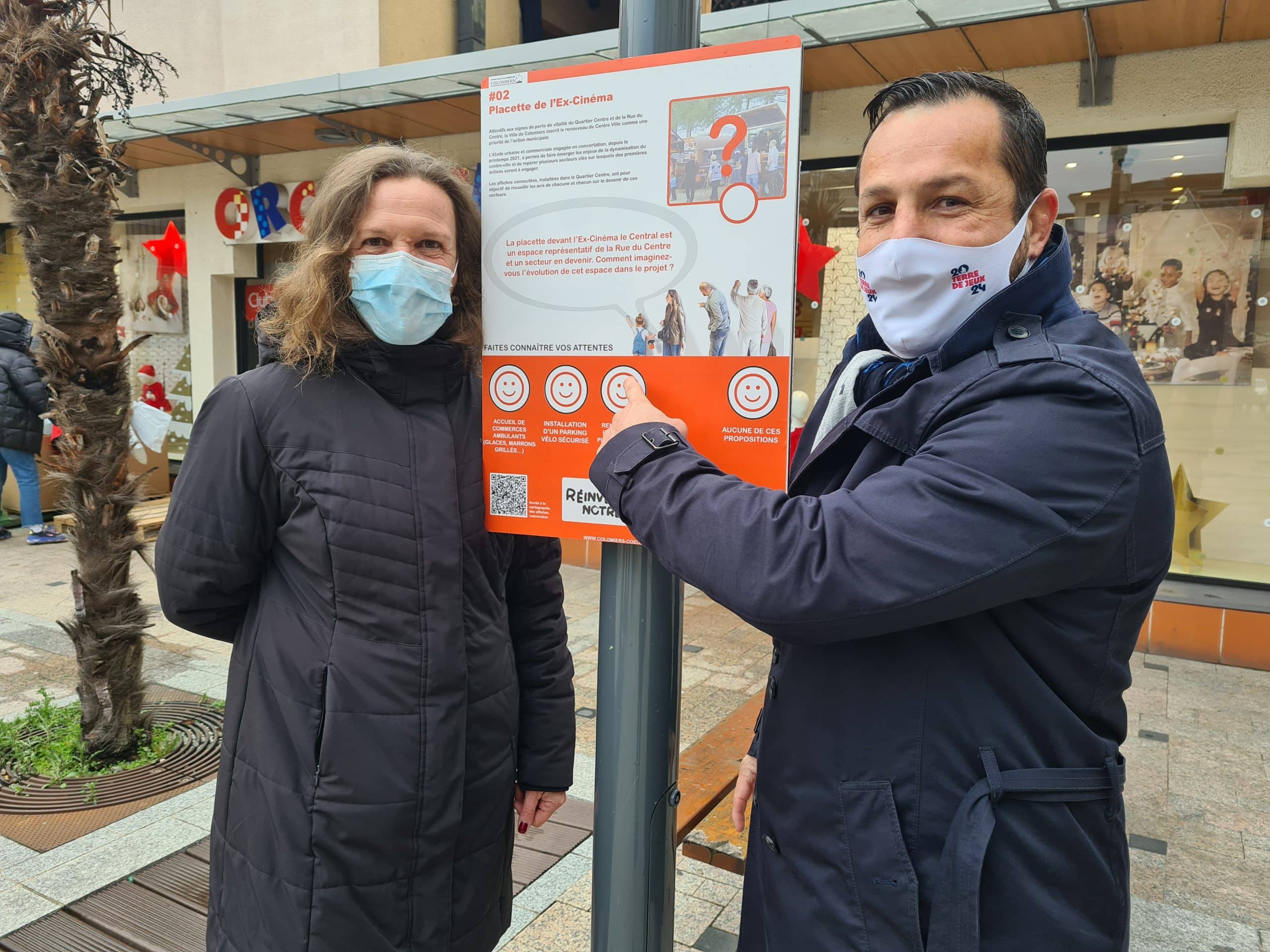 À Colomiers, près de Toulouse, 8 affiches connectées permettent de recueillir l'avis des habitants sur un projet de redynamisation urbaine @VilleDeColomiers