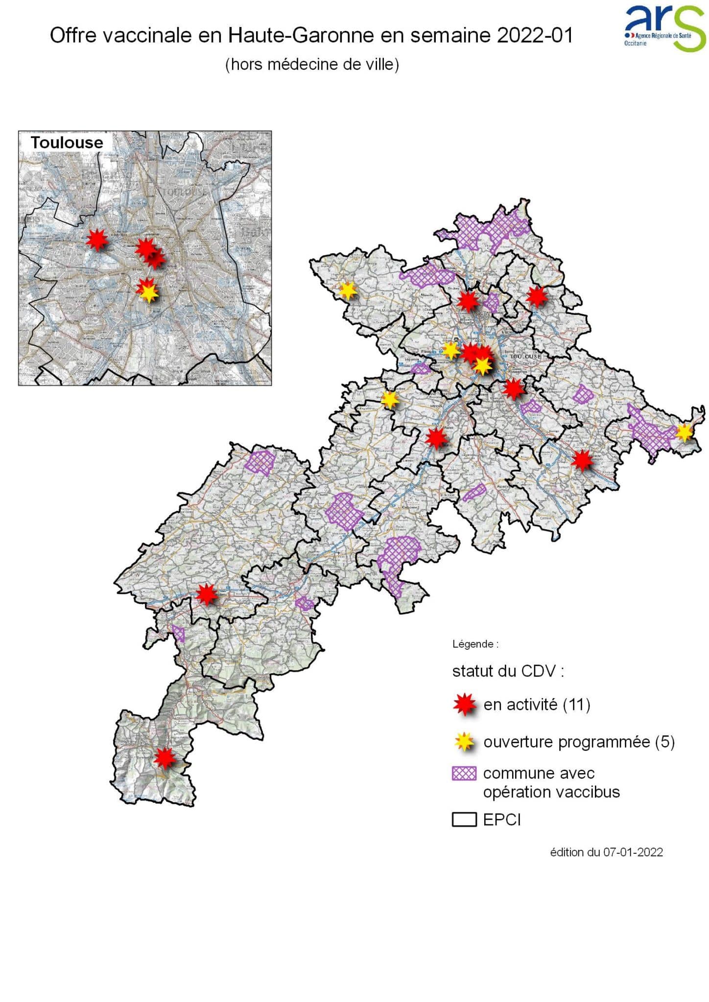 carte centres vaccination Haute-Garonne