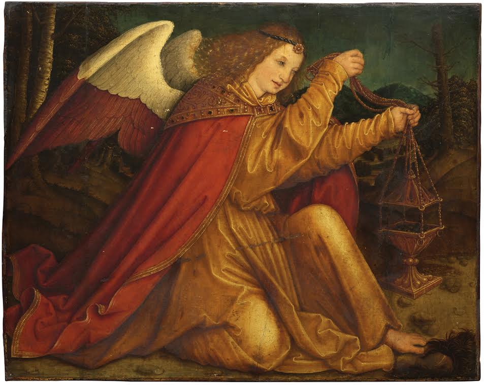 Tableau oeuvre  "L’Ange thuriféraire vêtu d’une tunique jaune" Bernhard Strige Louvre Abu Dhabi