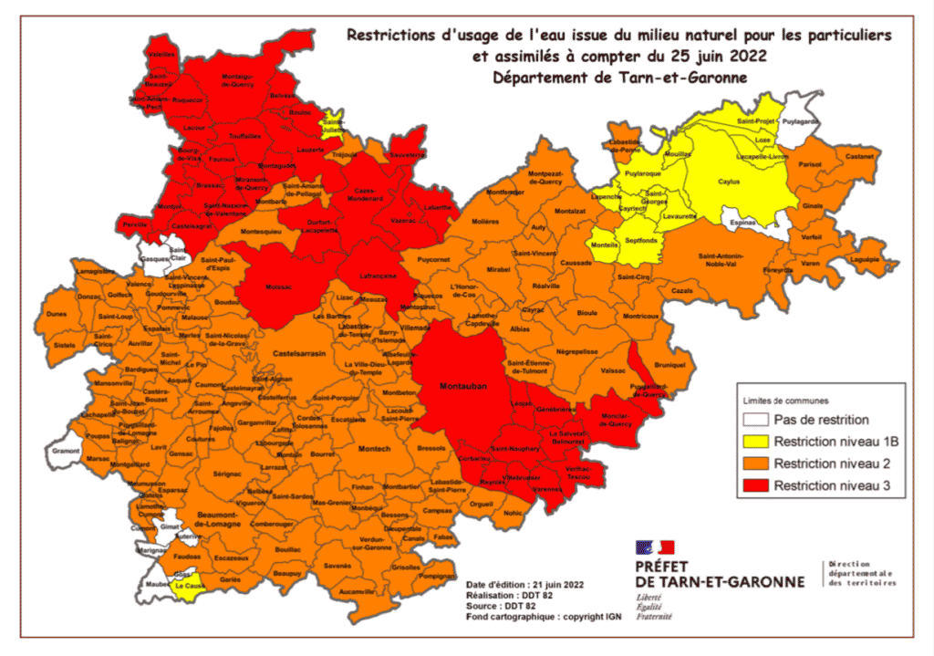 Tarn-et-Garonne arroser eau plante espaces verts sécheresse restrictions usage