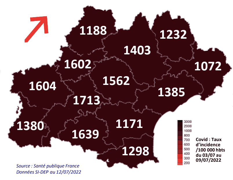 taux incidence covid Occitanie