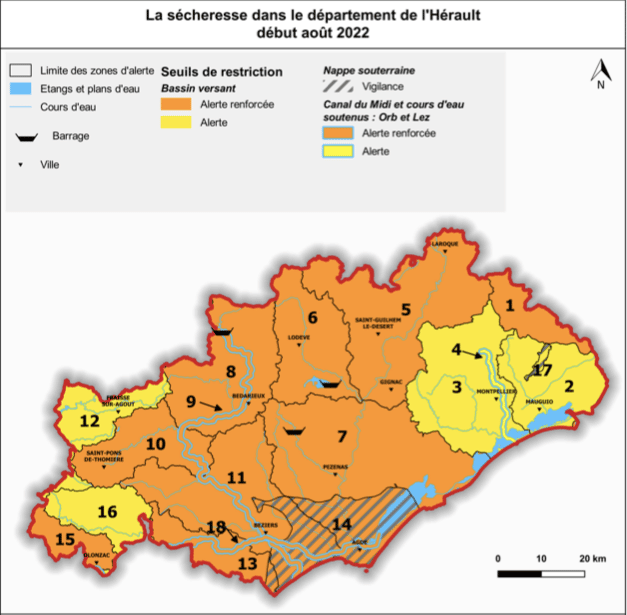 alerte renforcée sécheresse Hérault restrictions usages eau 