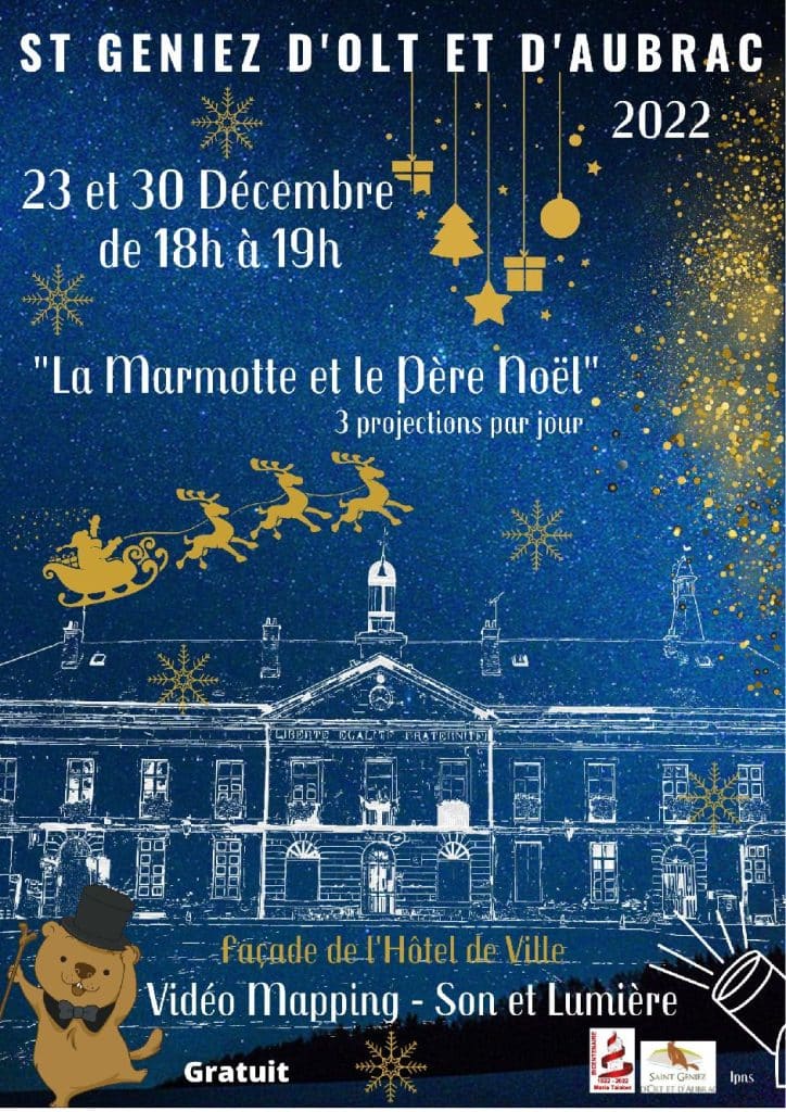 affiche Mapping Mairie de Saint-Geniez-d'Olt-et-d'Aubrac Aveyron vacances Noêl