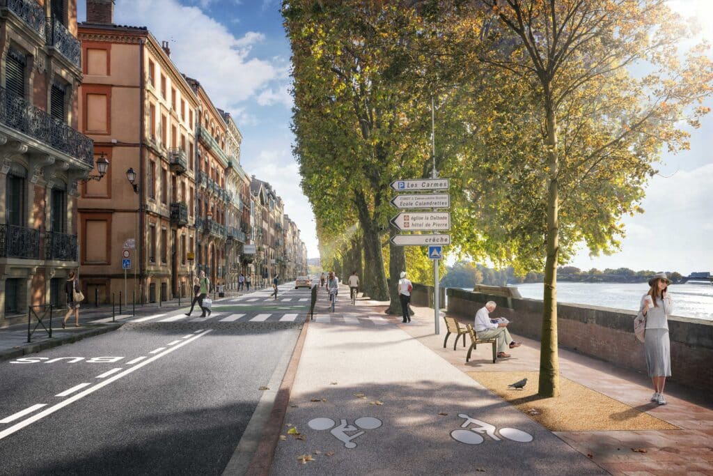 Une nouvelle piste cyclable le long du quai de Tounis à Toulouse