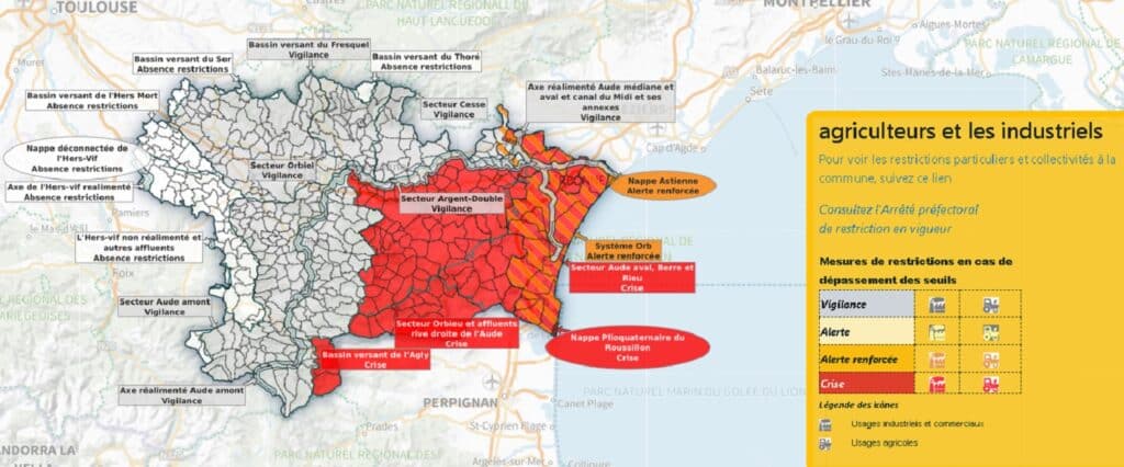 carte sécheresse Aude