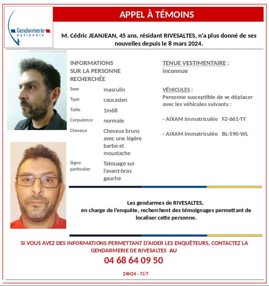 Perpignan Appel témoins disparition