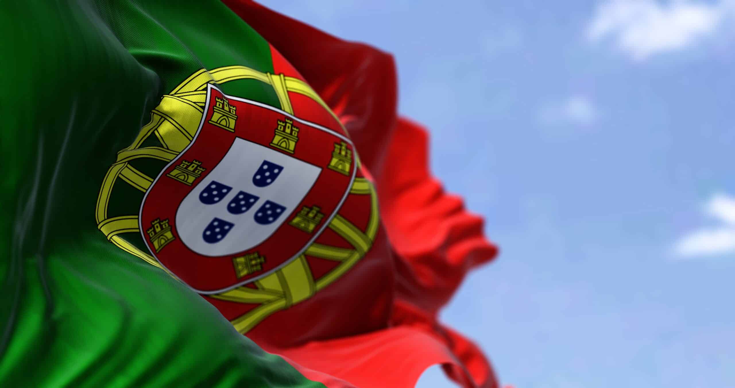 Détail du drapeau national du Portugal