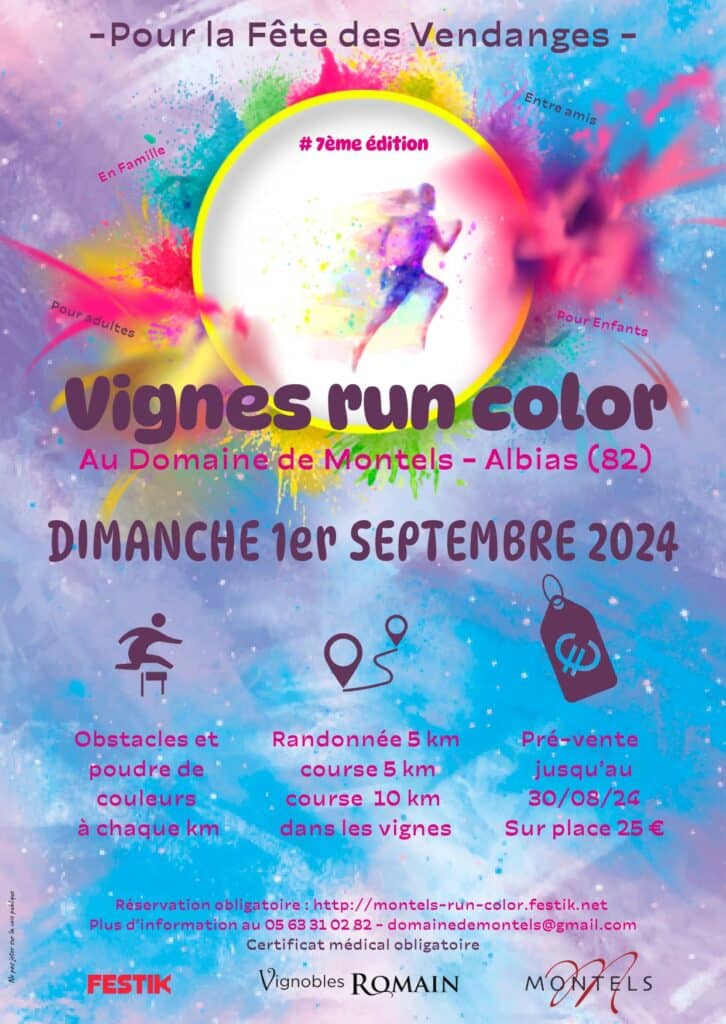 L'affiche de la course 
dans les vignes pour la fête des Vendanges. © Domaine de Montels