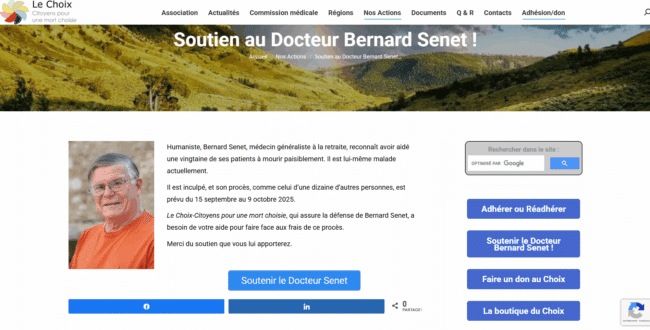 Cagnotte en ligne pour soutenir Bernard Senet, ©site internet de l'association Le Choix
