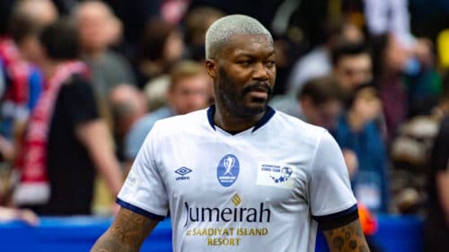 Djibril Cissé, lors d'un tournoi d'anciens joueurs, en 2019.