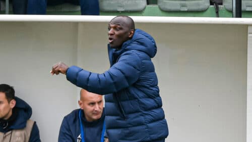 Zoumana Camara, entraîneur des U19, du PSG lors d'un match face au RB Salzburg le 16 mars 2022 à Saint-Germain-en-Laye.