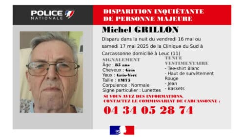 La police nationale dans le département de l'Aude a lancé un appel à témoins pour concernant un octogénaire.