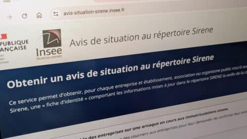 Le site pour obtenir un avis de situation au répertoire Sirene.