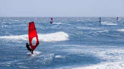 Sur la plage des Chalets à Gruissan, les voiles colorées s’élancent sur un parcours de 40 km lors du mythique Défi Wind.