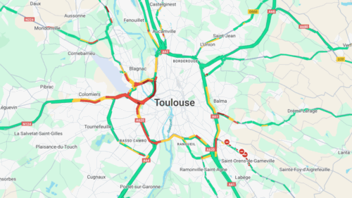 La circulation est chargée dans l'Ouest de Toulouse.