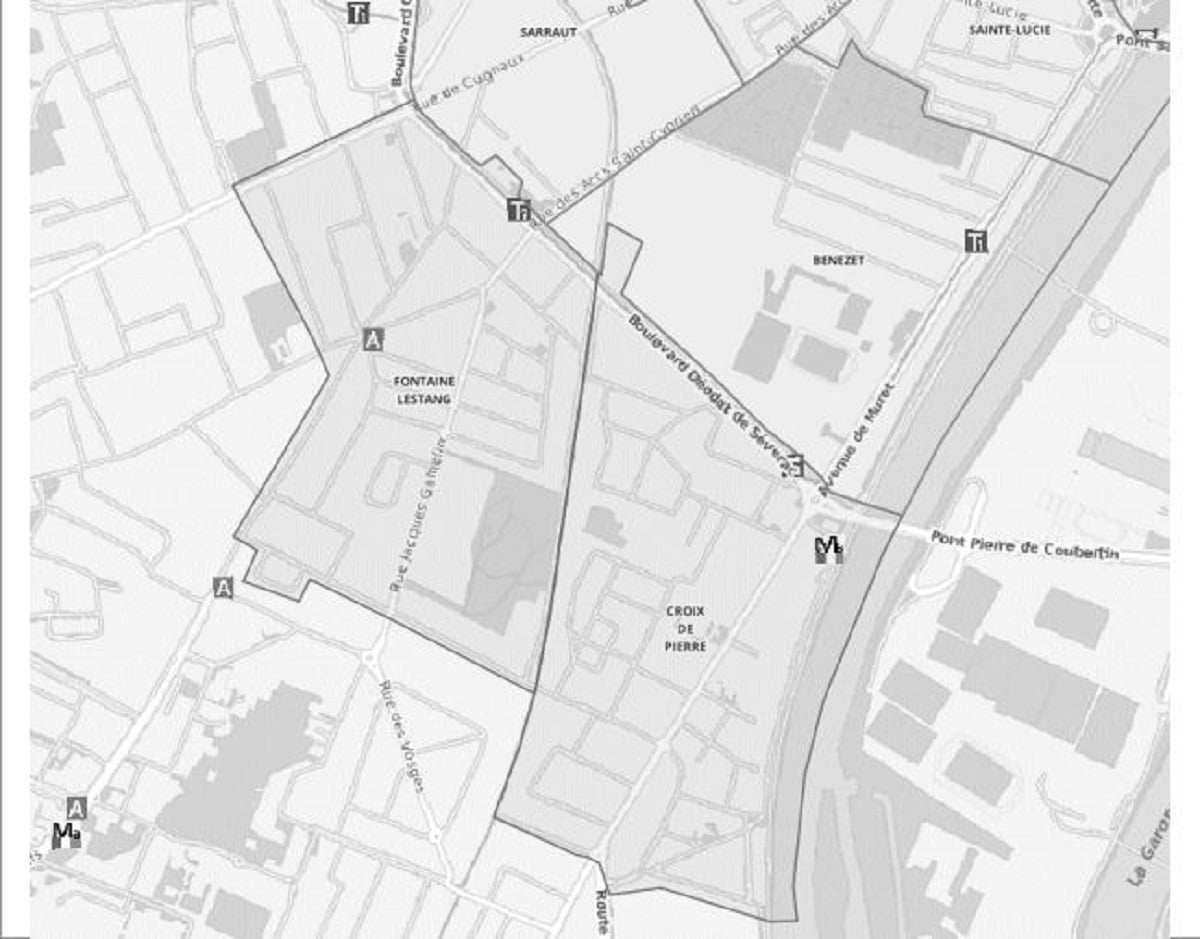 Périmètre des rues éligibles au stationnement réglementé payant avec un tarif
préférentiel pour les résidents des quartiers Croix de Pierre et Fontaine-Lestang,
à partir du mercredi 12 novembre 2025