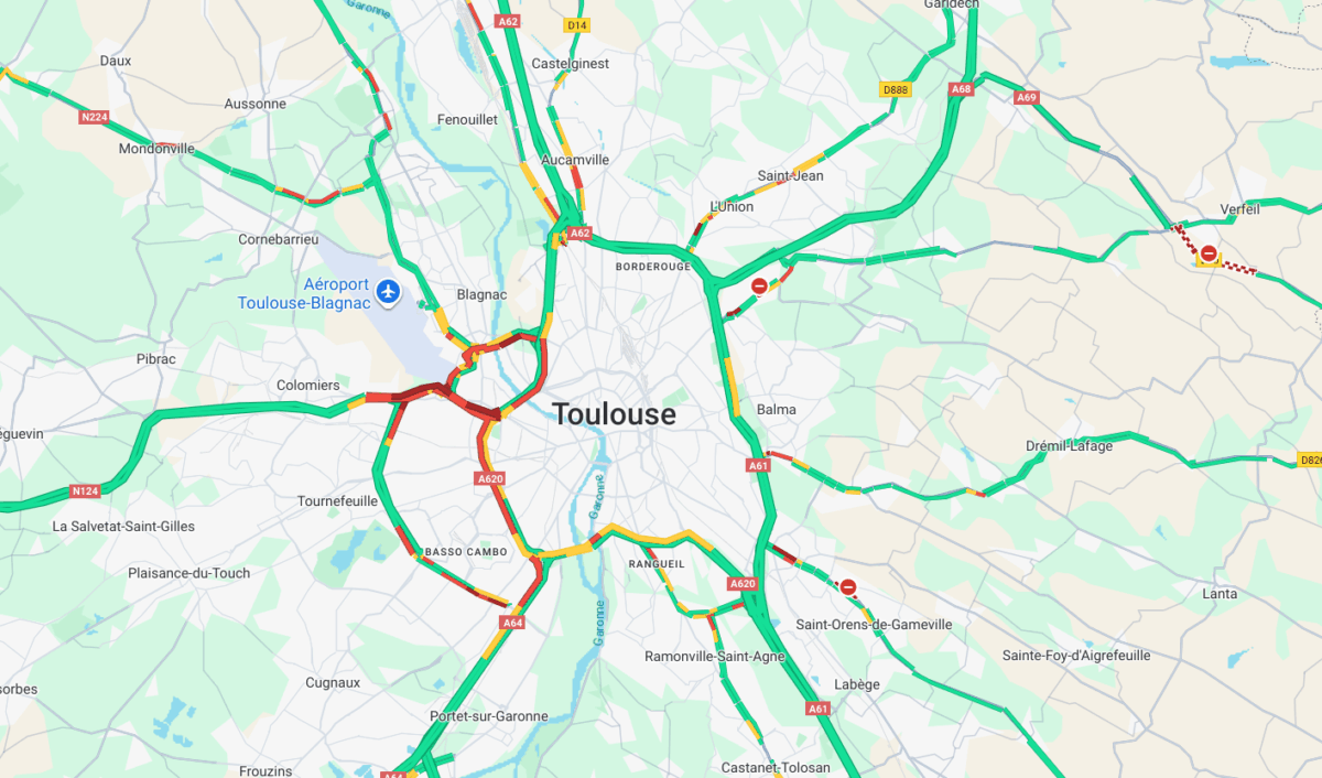 Suivez l'évolution du trafic à Toulouse.
