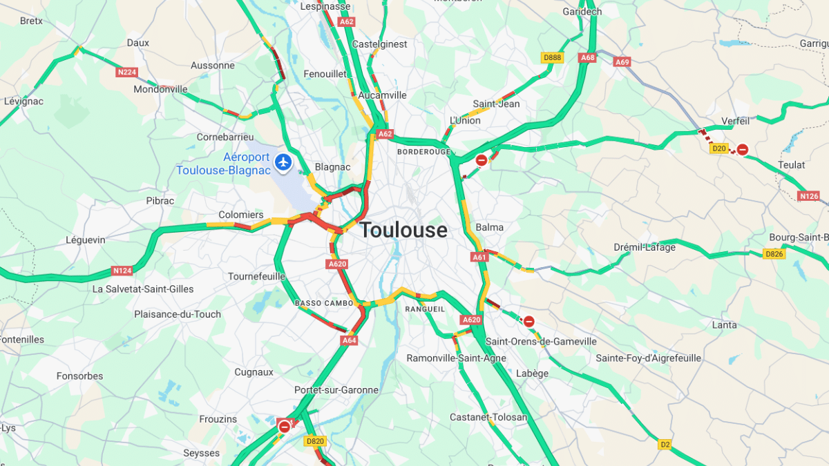 Le JT surveille l'état de la circulation dans la région de Toulouse.